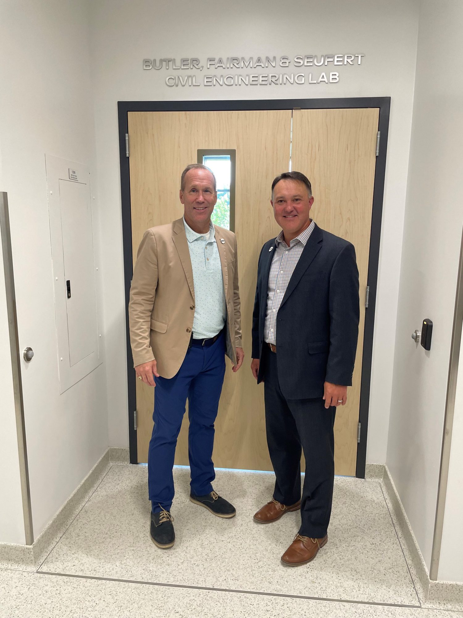 BF&S leadership stand in front of new BF&S lab at Marian University