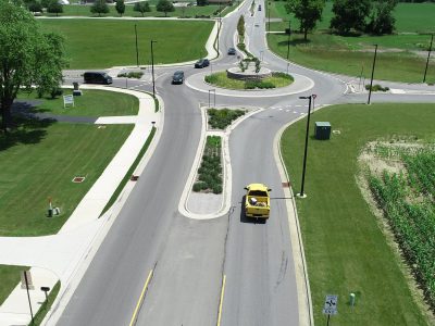 61st Avenue and Wisconsin Street roundabout